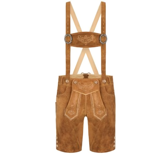 Traditional Lederhose Edelweiss – Short Camel Cow Leather