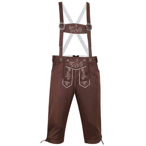 Oktoberfest Lederhosen Knee-Length – Oktoberfest – 100% Fleece – Brown – With Suspenders