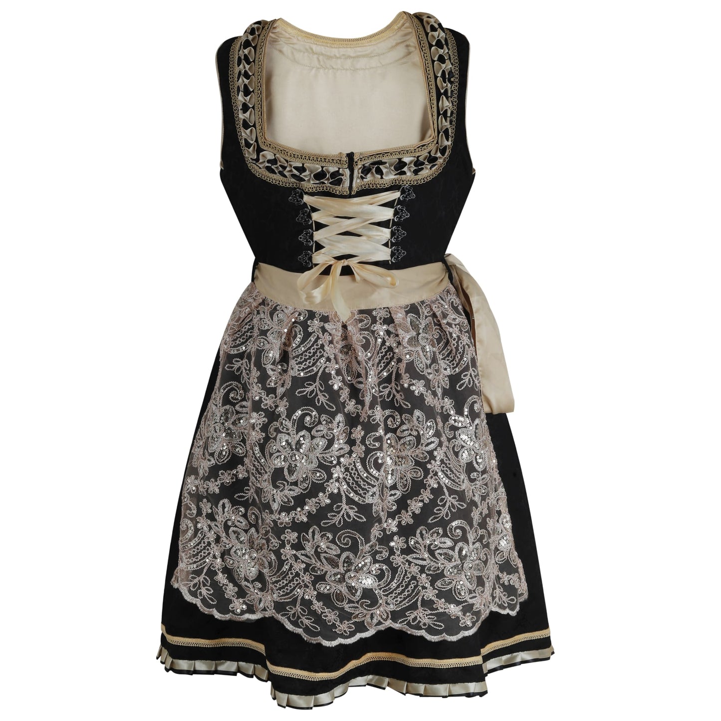 Alpine Midi Dirndl "Daylan" – Brocade – 2-Piece Set (Dress + Apron, Without Blouse) – 60 cm Length