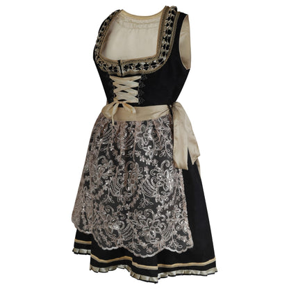 Alpine Midi Dirndl "Daylan" – Brocade – 2-Piece Set (Dress + Apron, Without Blouse) – 60 cm Length