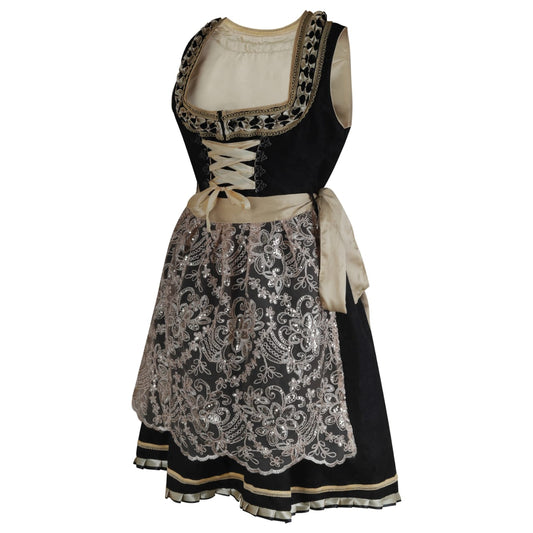 Alpine Midi Dirndl "Daylan" – Brocade – 2-Piece Set (Dress + Apron, Without Blouse) – 60 cm Length