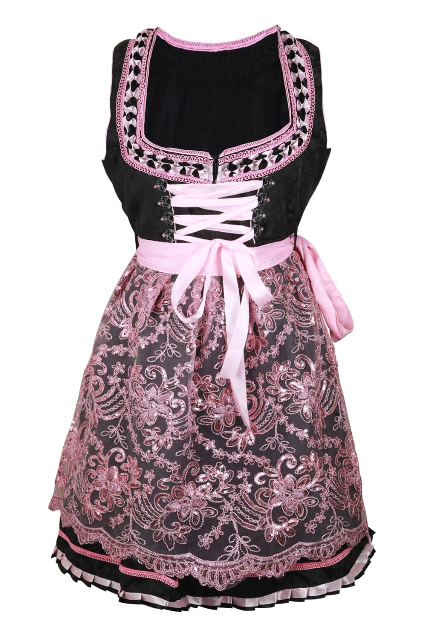 Alpine Midi Dirndl "Alisha" – Brocade – 2-Piece Set (Dress + Apron, Without Blouse) – 60 cm Length