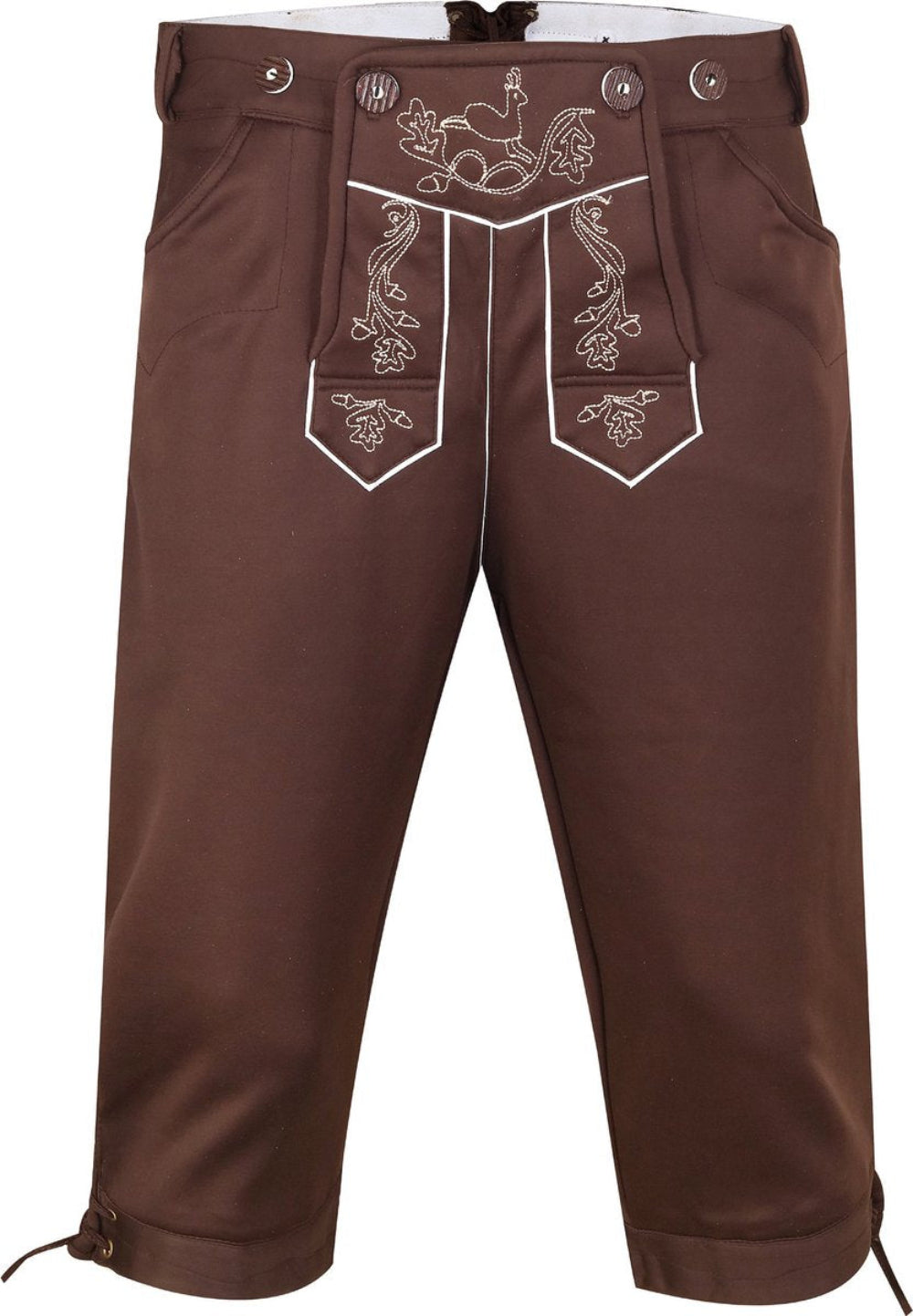 Oktoberfest Lederhosen Knee-Length – Oktoberfest – 100% Fleece – Brown – With Suspenders