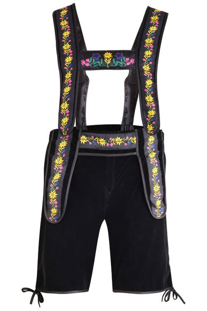 Lederhosen Mike Black  – Oktoberfest – Carnival Costume – Velvet –  Unisex