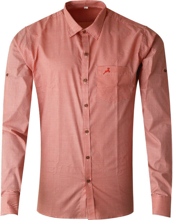 Men’s Red White Gingham Oktoberfest Shirt – Bavarian Style