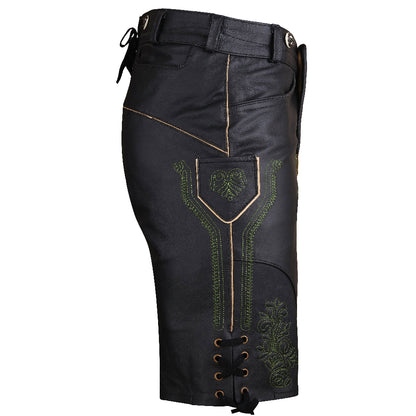 Lederhosen Genuine Suede Leather 100% – Black with Belt – Thriller Black