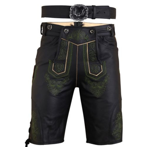 Men's Black Lederhosen – Suede Leather Bavarian Shorts