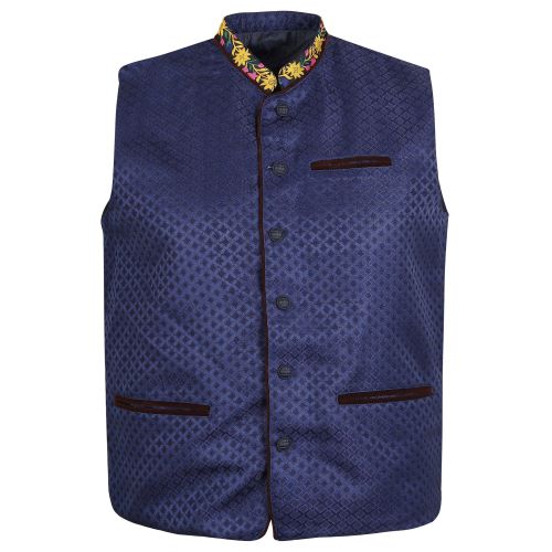 Men's Blue Oktoberfest Waistcoat – Traditional Bavarian Trachten Vest