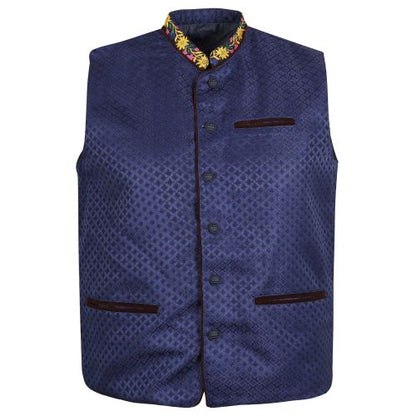 Men's Blue Oktoberfest Waistcoat – Traditional Bavarian Trachten Vest
