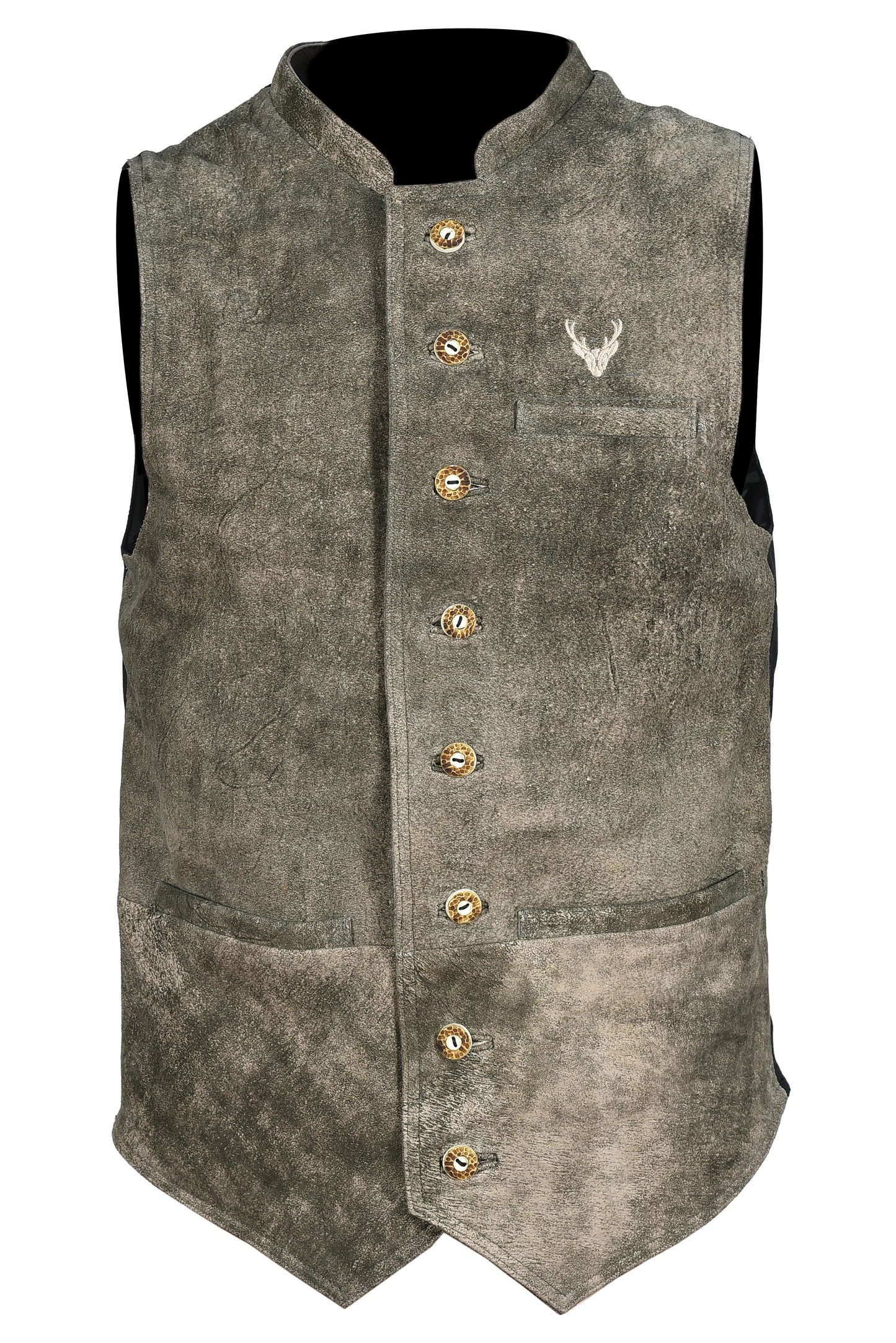 Men's Traditional Leather Waistcoat – Bavarian Oktoberfest Vest – Genuine Leather Casper