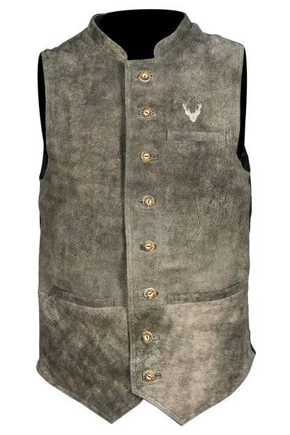 Men's Traditional Leather Waistcoat – Bavarian Oktoberfest Vest – Genuine Leather Casper