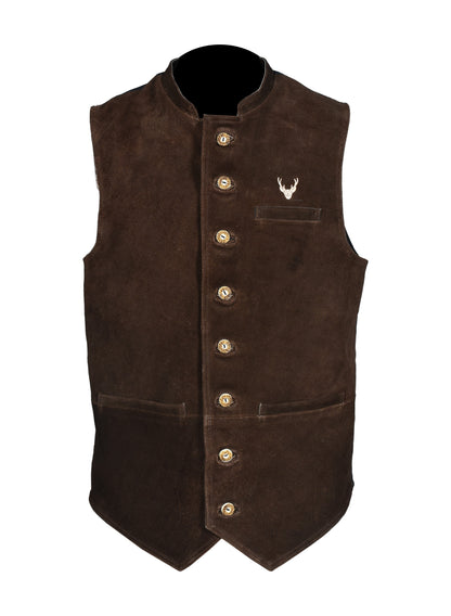 Men's Traditional Leather Waistcoat – Bavarian Oktoberfest Vest – Genuine Leather Emil