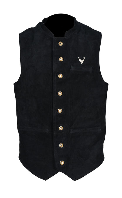Men's Traditional Leather Waistcoat – Bavarian Oktoberfest Vest – Genuine Leather