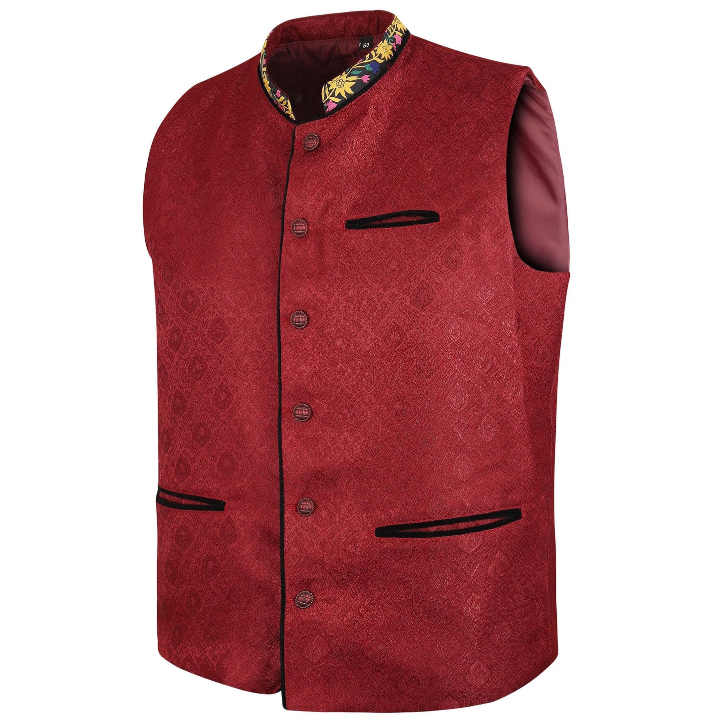 Men's Traditional Bavarian Waistcoat – Burgundy Oktoberfest Vest – Alpine Trachten Gilet