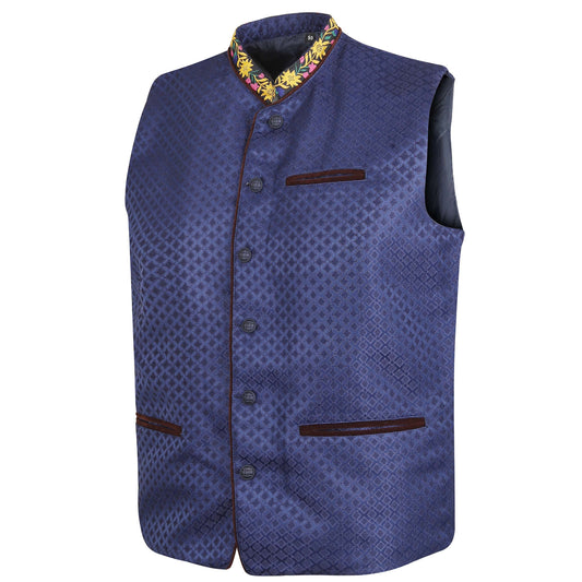 Men's Blue Oktoberfest Waistcoat – Traditional Bavarian Trachten Vest