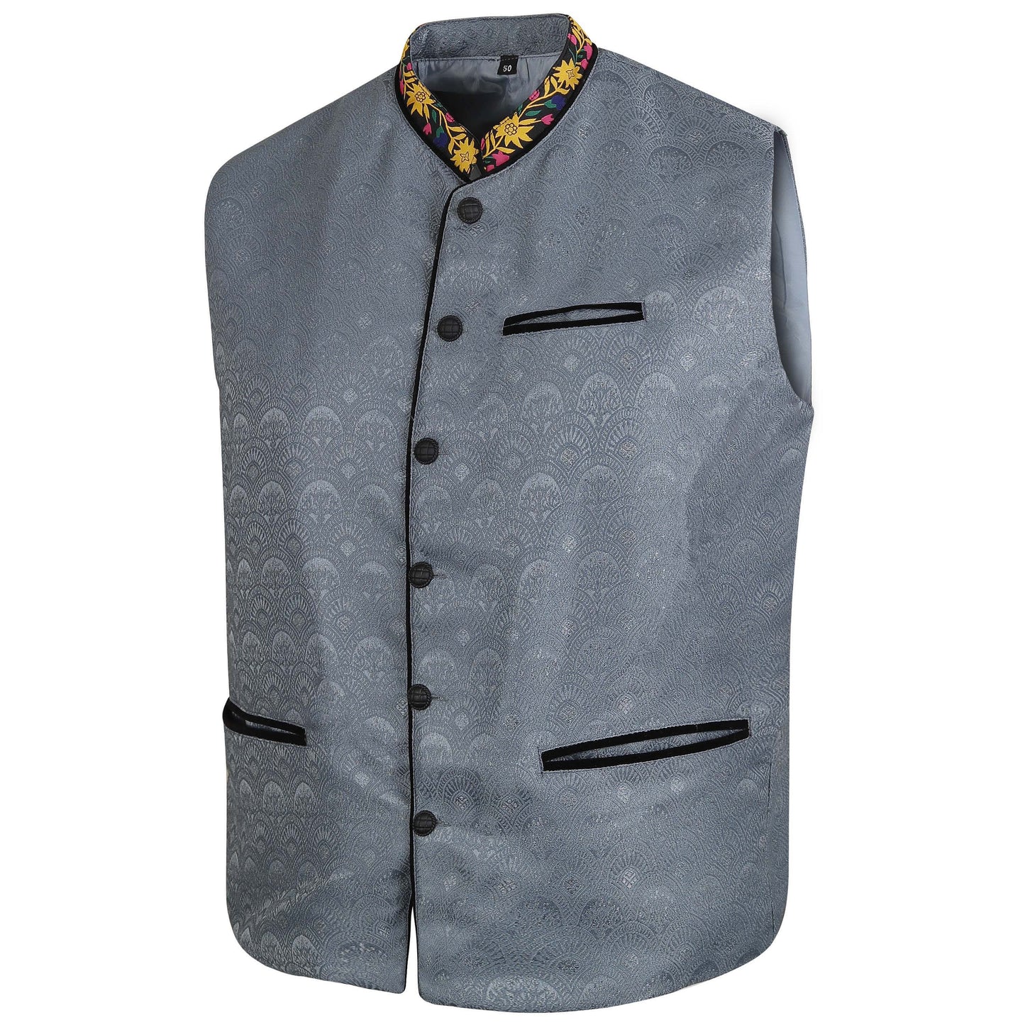 Men's Traditional Bavarian Waistcoat – Grey Jacquard Oktoberfest Vest
