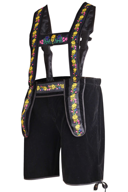 Lederhosen Mike Black  – Oktoberfest – Carnival Costume – Velvet –  Unisex