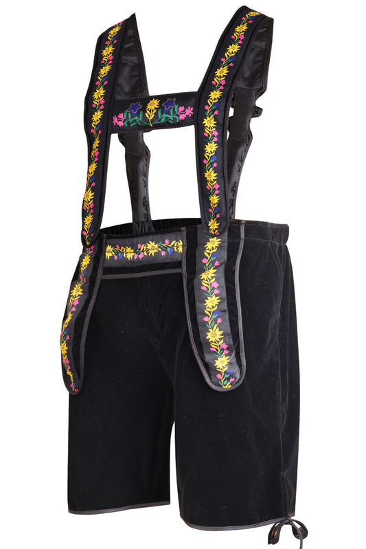 Lederhosen Mike Black  – Oktoberfest – Carnival Costume – Velvet –  Unisex